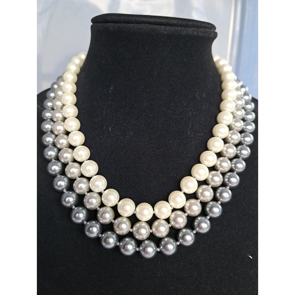Charter Club Faux Glass Pearl Triple-Strand Choker Statement Necklace